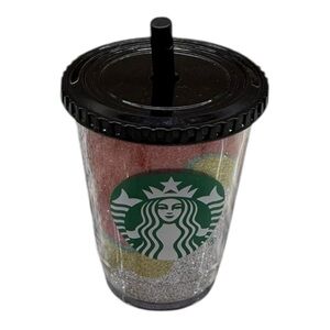 2018 Starbucks Gold Red Wave Glitter Acrylic Tumbler Ornament Missing Hanger